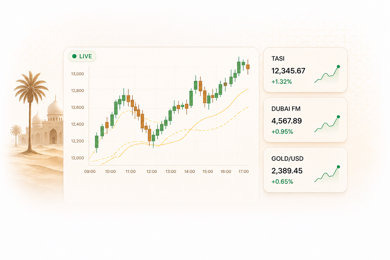Live stock quote chart illustration